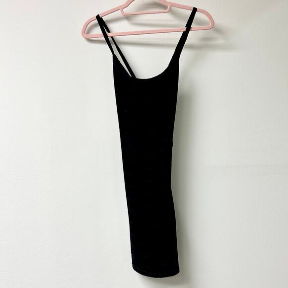 SKIMS Cotton Blend Velvet Sleeveless Scoop Neck Mini Dress Black Women's Size XS - Picture 1 of 3
